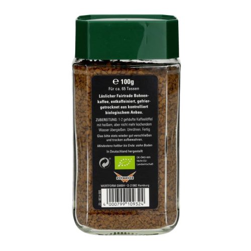 Mount Hagen Bio koffeinmentes instant Arabica kávé 100 gr